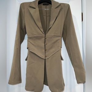 PRETTY LITTLE THING olive green corset blazer jacket. Size 2/34.